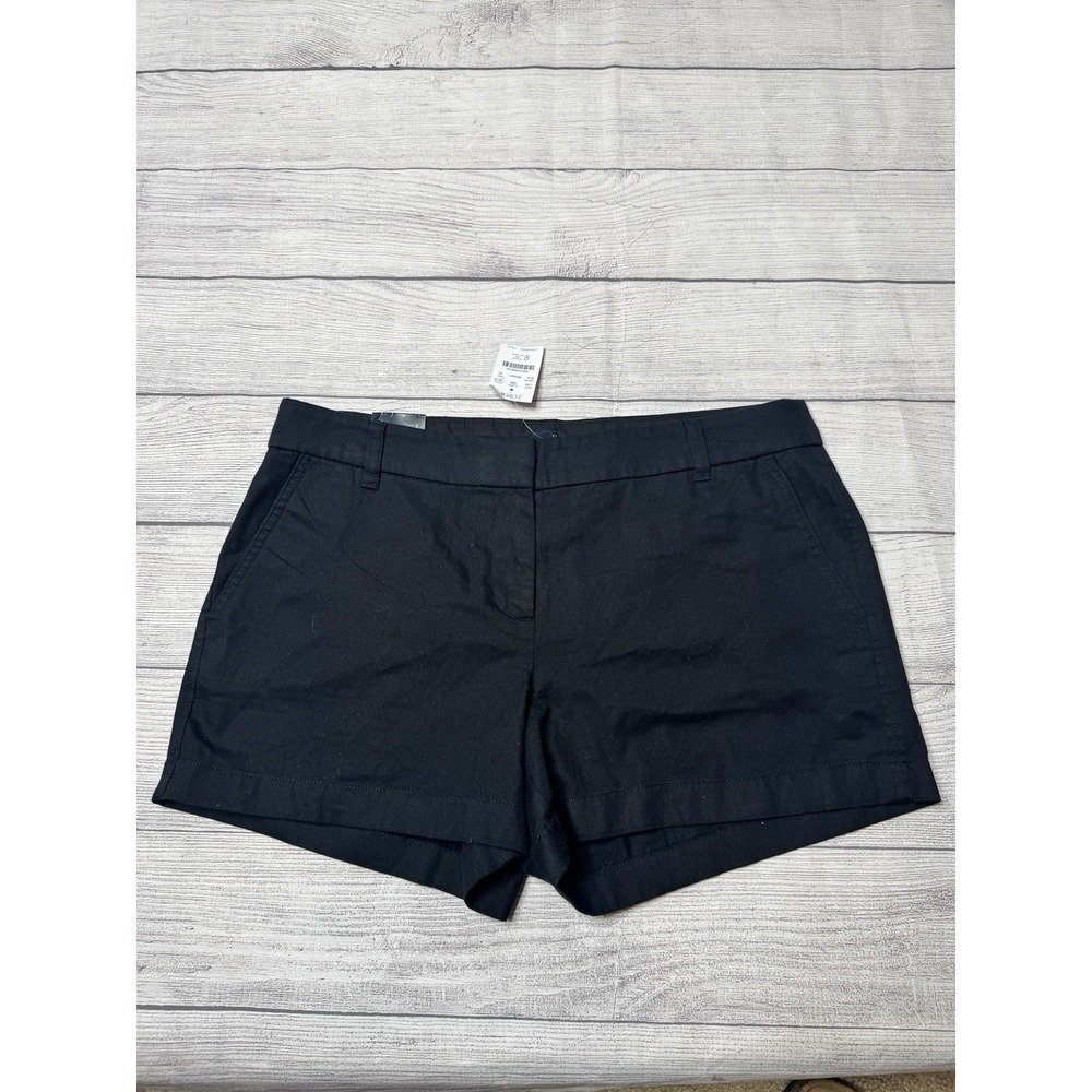 J Crew Factory H5616 Chino Shorts Women 10 Black Flat Front 3.5" Preppy NWT